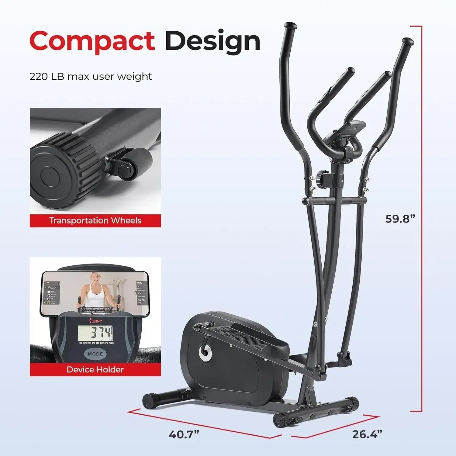 YC-Health & Fitness Smart Upright Elliptical w/Pulse Sensor Built-in, Indoor Full-Body Cross-Training & Cardio Exercise Machine