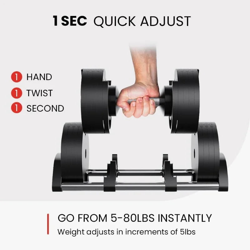 Adjustable Dumbbells 5-80 lbs: Replace 16 Sets, Ideal for Home Gym Weight Bench & Press