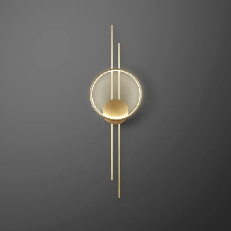 Modern Minimalist Copper LED Wall Lamp, Bedside Living Room Background Wall, Foyer, Aisle Atmosphere Decoration Wall Lamp