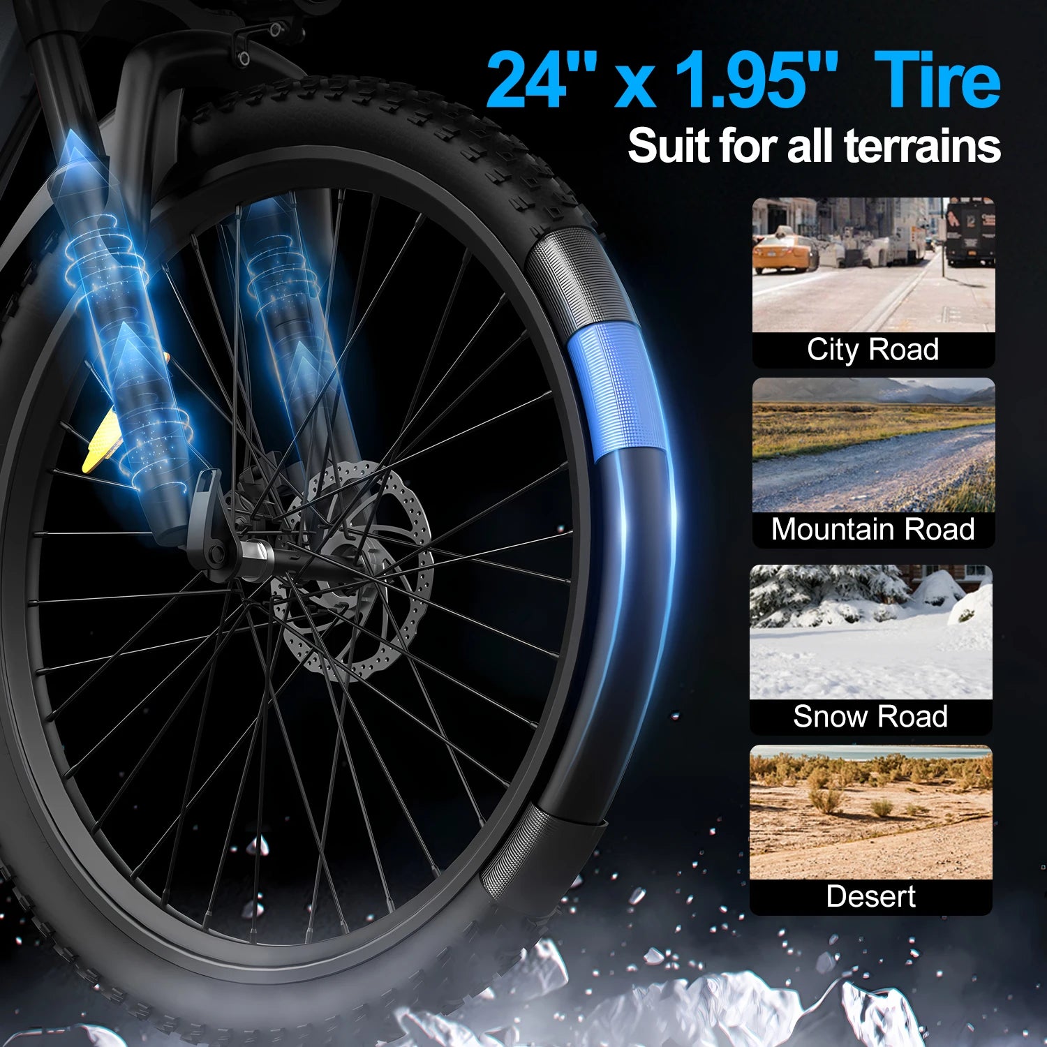 Local Warehouse L24 Adult Ebike Peak 500W  Battery Commuter Electric Bicycle 24*1.95’’ Tire Front Suspension E-bike