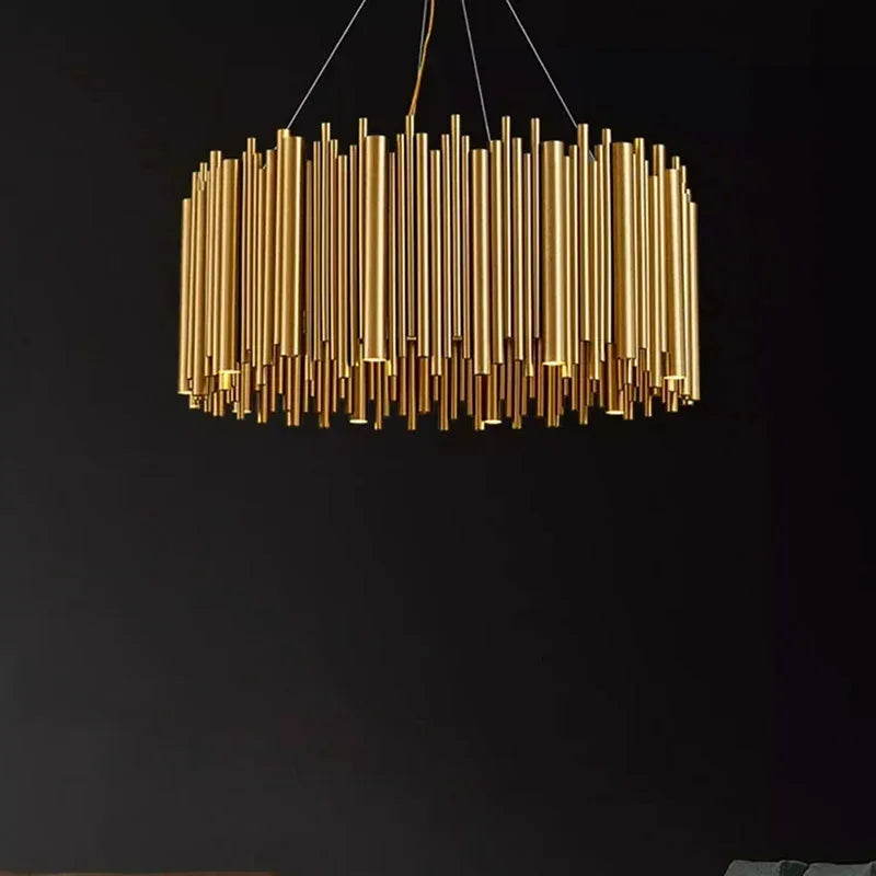 Modern Simple Gold Ceiling Chandelier LED Pendant Lights Living Room Villa Stainless Steel Creative Interior Indoor Lighting