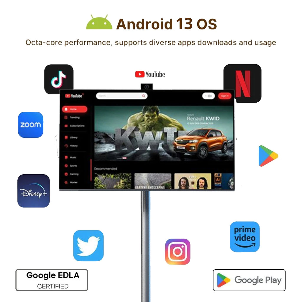 Trend 2024 128Gb Movable Smart Televisions 27 Inch Android Tv Full Hd Interactive Smart TV Portable Tv For Home Use