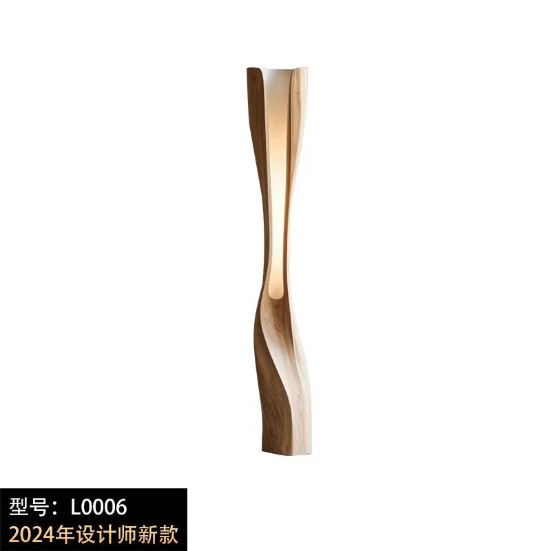 Handmade Solid Wood Creative Shaped Floor Lamp Wabi-sabi Vintage LED Art Decorative Corner Living Room Aesthetic Decoration Lamp