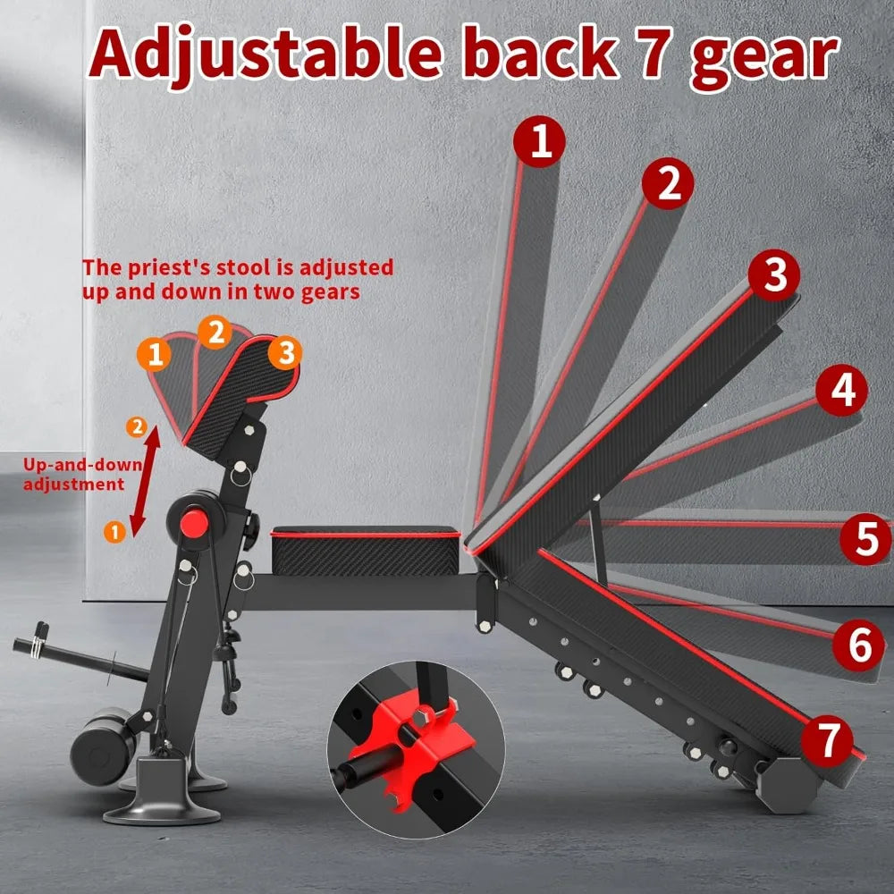 Adjustable Weight Bench,Utility Workout Bench Foldable Incline Decline Benches for Home Gym Full Body Workout,Load 600LBS