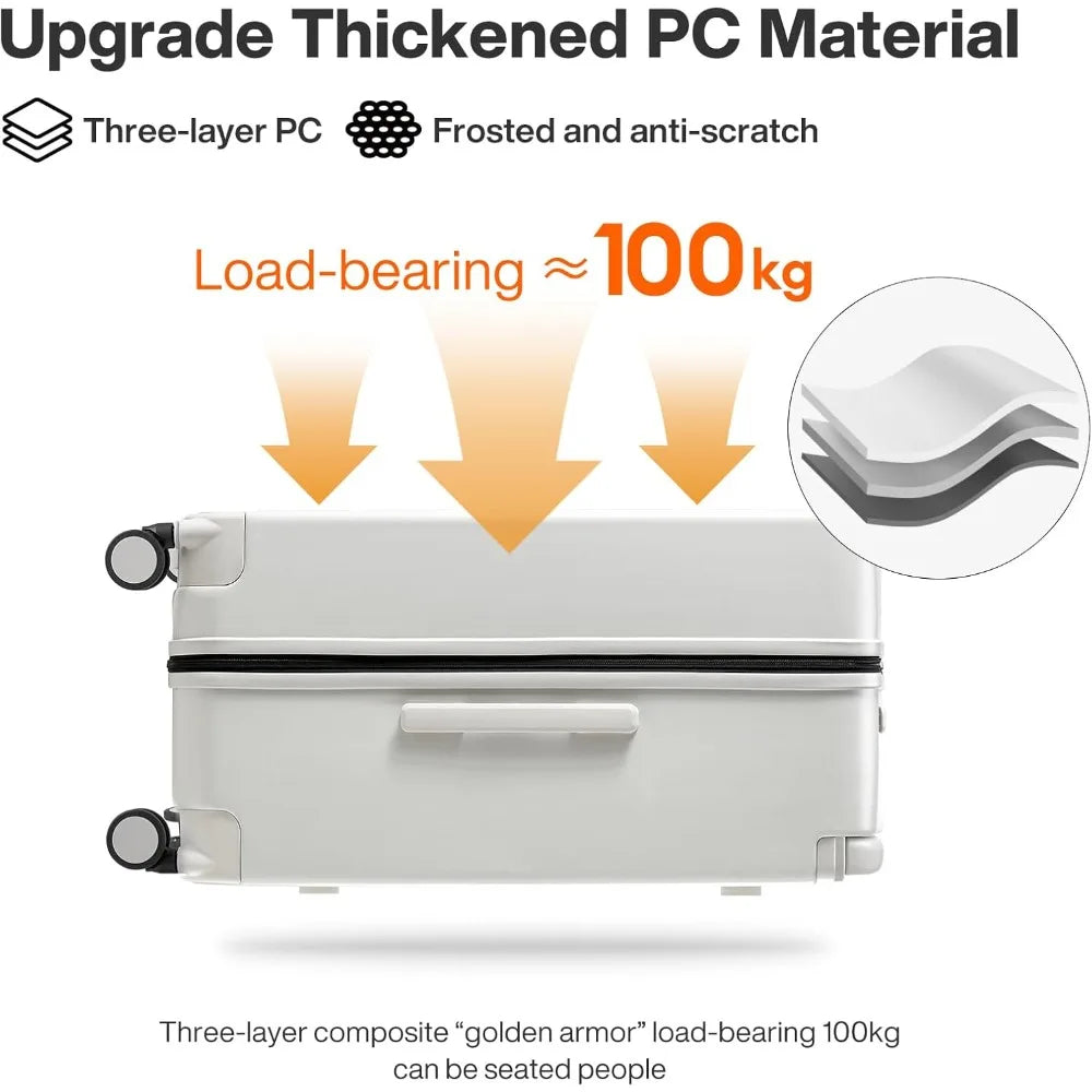 26 Inch Large Checked Luggage Suitcase with Spinner Wheels, Wide Handle, and Hard Shell for Travel