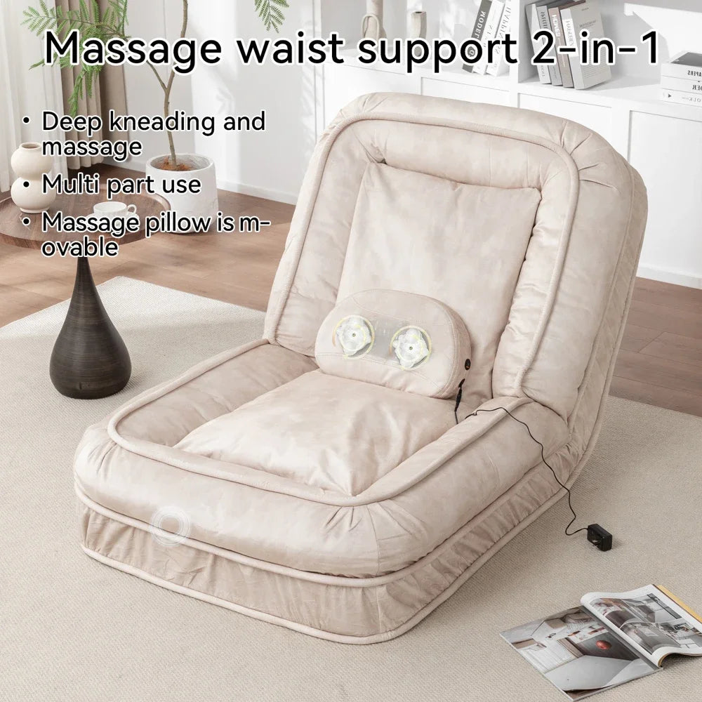 Upholstered Human Dog Bed for Adult & Pets,with 5 Adjustable Position &Massage Pillow, Bean Bag Floor Sofa with 2 Soft Pillows