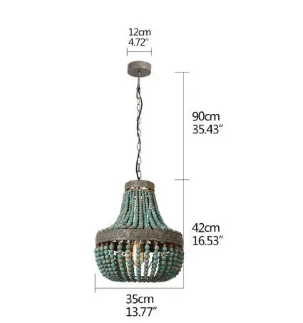Retro loft vintage rustic round wooden beads chandelier E27 LED hanging lamp decor lights modern for living room hotel kitchen
