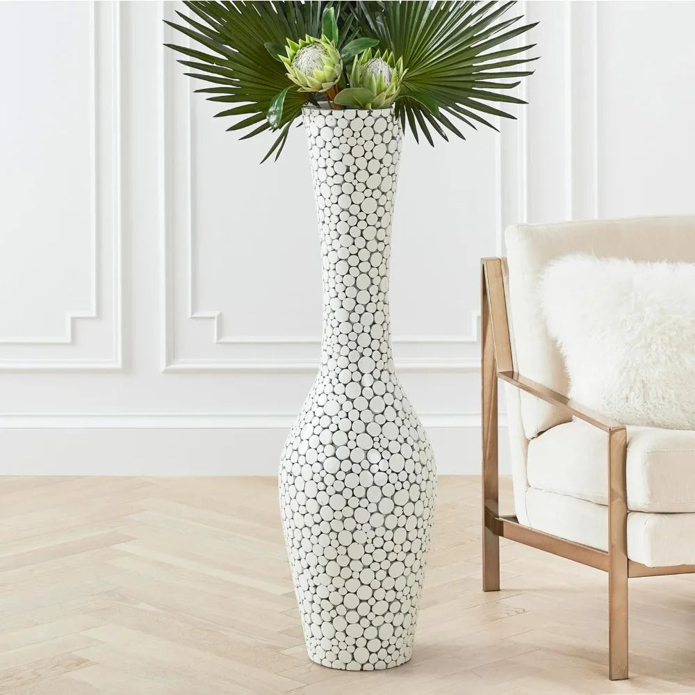 Z GALLERIE 45 Inch Tall Vase on Floor, White Wood Vase for Home Decor, Oslo Vases for Decor Living Room, Bedroom, Office, White