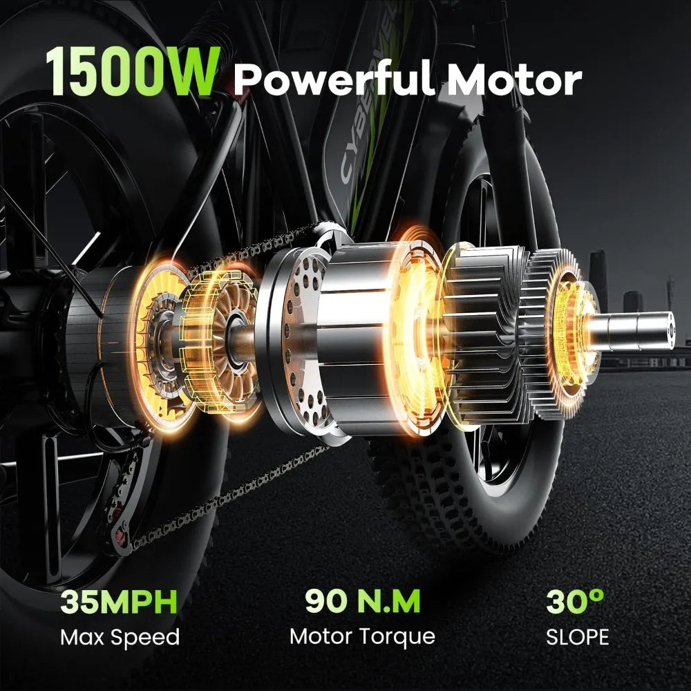 Electric Bike for Adults, 1000/1500W, 32MPH, 48V, 20AH, 30AH Battery, Max 50-100 Miles Electric Motorcycle, 20" x 4" Fat Tire