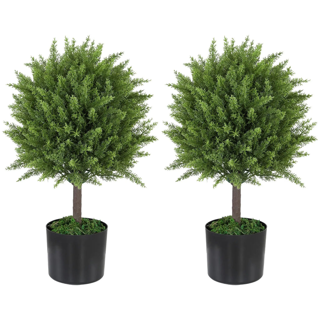 21.7\" Set of 2 Cedar Artificial Topiary Trees Fake Indoor and Outdoor Plants for Home Decor Shipping from the USA
