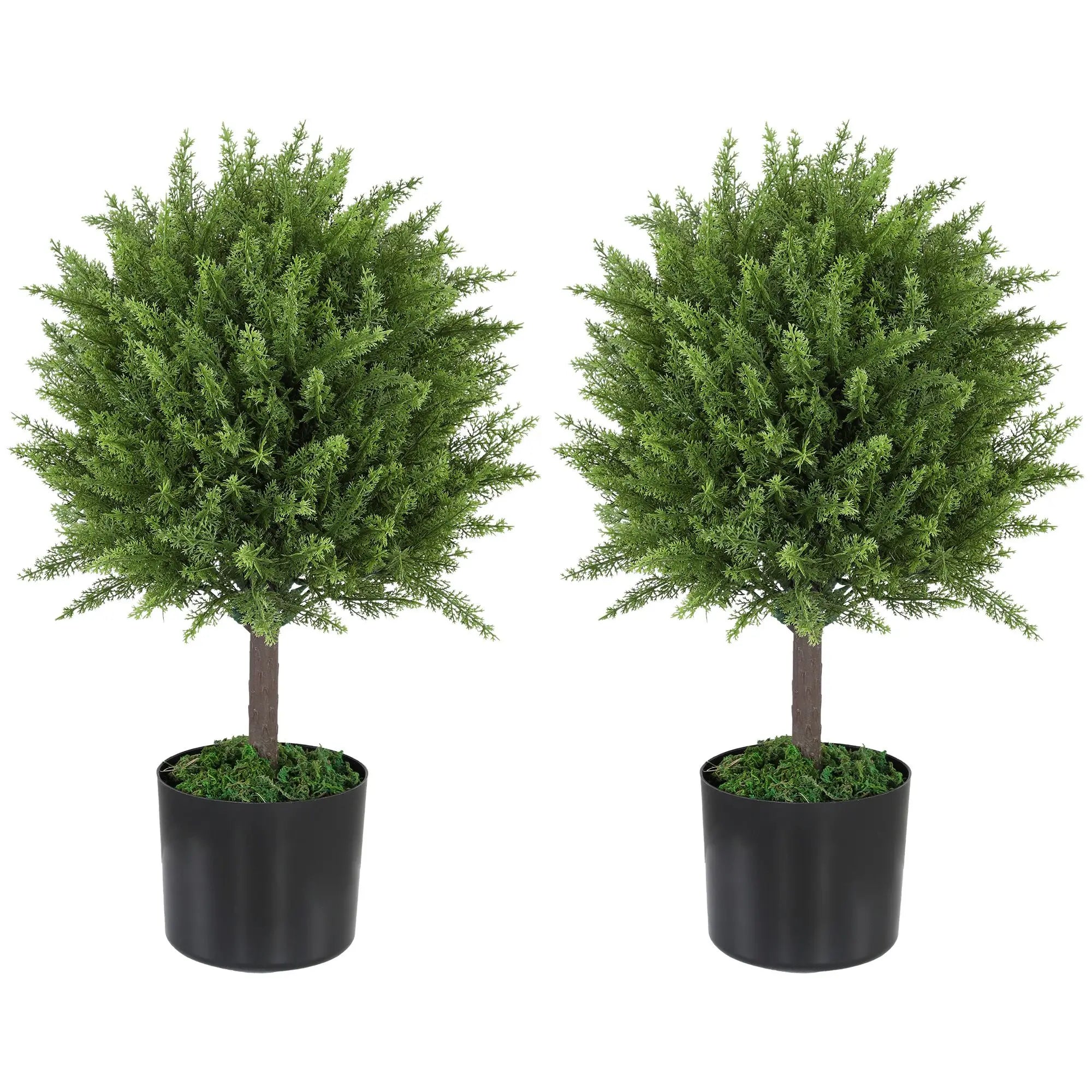 21.7\" Set of 2 Cedar Artificial Topiary Trees Fake Indoor and Outdoor Plants for Home Decor Shipping from the USA