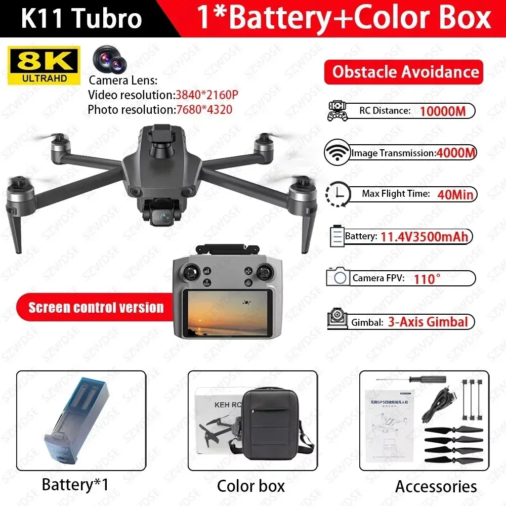 Cole Professional K11 Tubro Drone Aerial 8K HD Dual Camera with Built-in Airdrop Intelligent Obstacle Avoidance And RC Aircraft