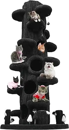 88.6 Inches Super Large Cat Tree,Soft Plush Multi-Level Climbing Tree Cat House,All-in-One Tall Cat Tower with Scratching Post,R