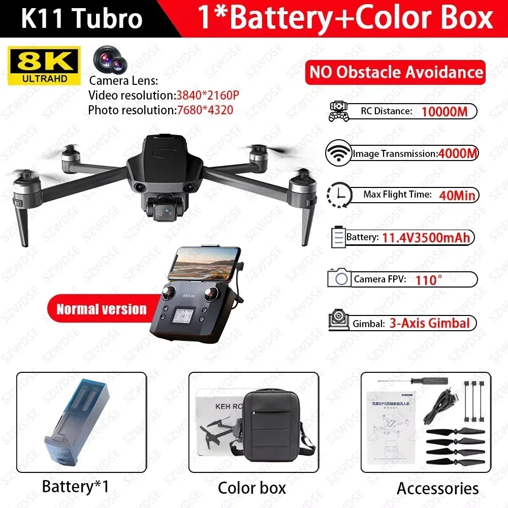 Cole Professional K11 Tubro Drone Aerial 8K HD Dual Camera with Built-in Airdrop Intelligent Obstacle Avoidance And RC Aircraft