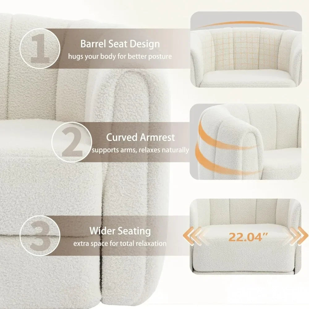 Teddy Swivel Accent Chairs Set of 2 - Barrel Armchair with Thickened Cushion Modern Channel round Arm Design 360 Degree