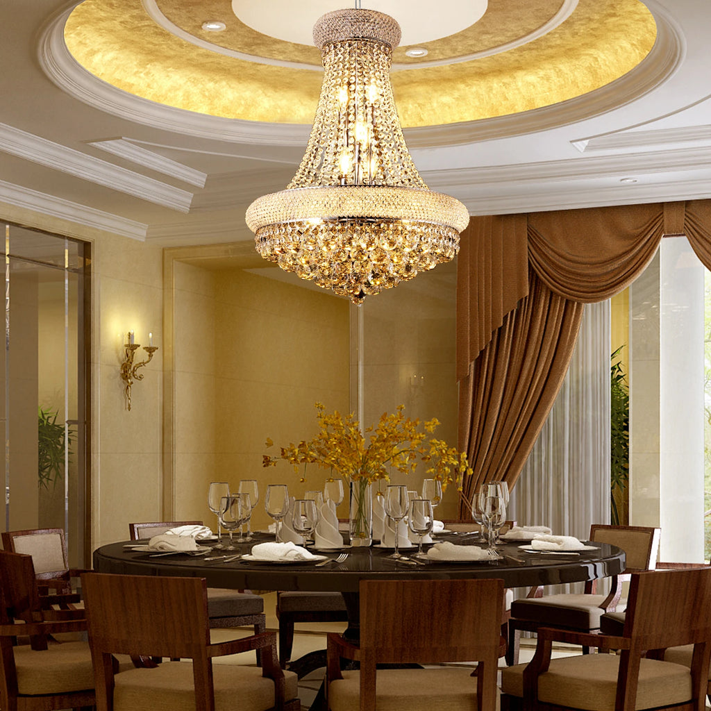 Modern Interior Luxury K9 Bedroom Crystal Chandelier Ceiling Light French Empire Crystal Chandelier Chrome 12 Lights