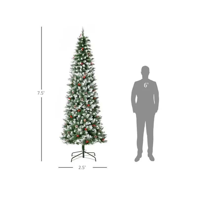 7.5ft Artificial Christmas Tree with Lights and Ornaments, Pre-Lit Holiday Decoration for Home Décor