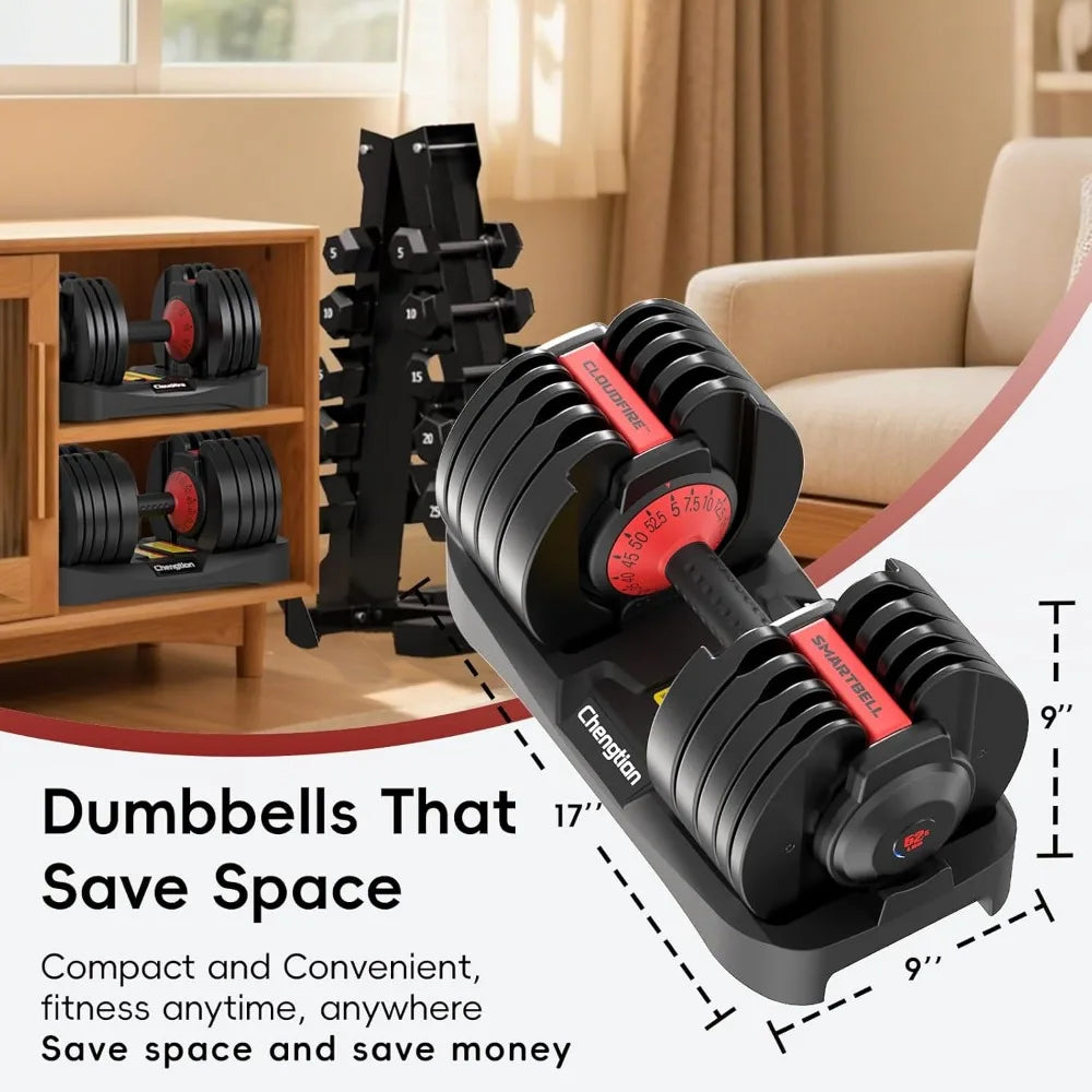 Adjustable Dumbbells Set - 52.5 lbs/25 lbs, 15/9 Weights, Quick-Change Dumbbell Set for Home Gym Use by Men and Women