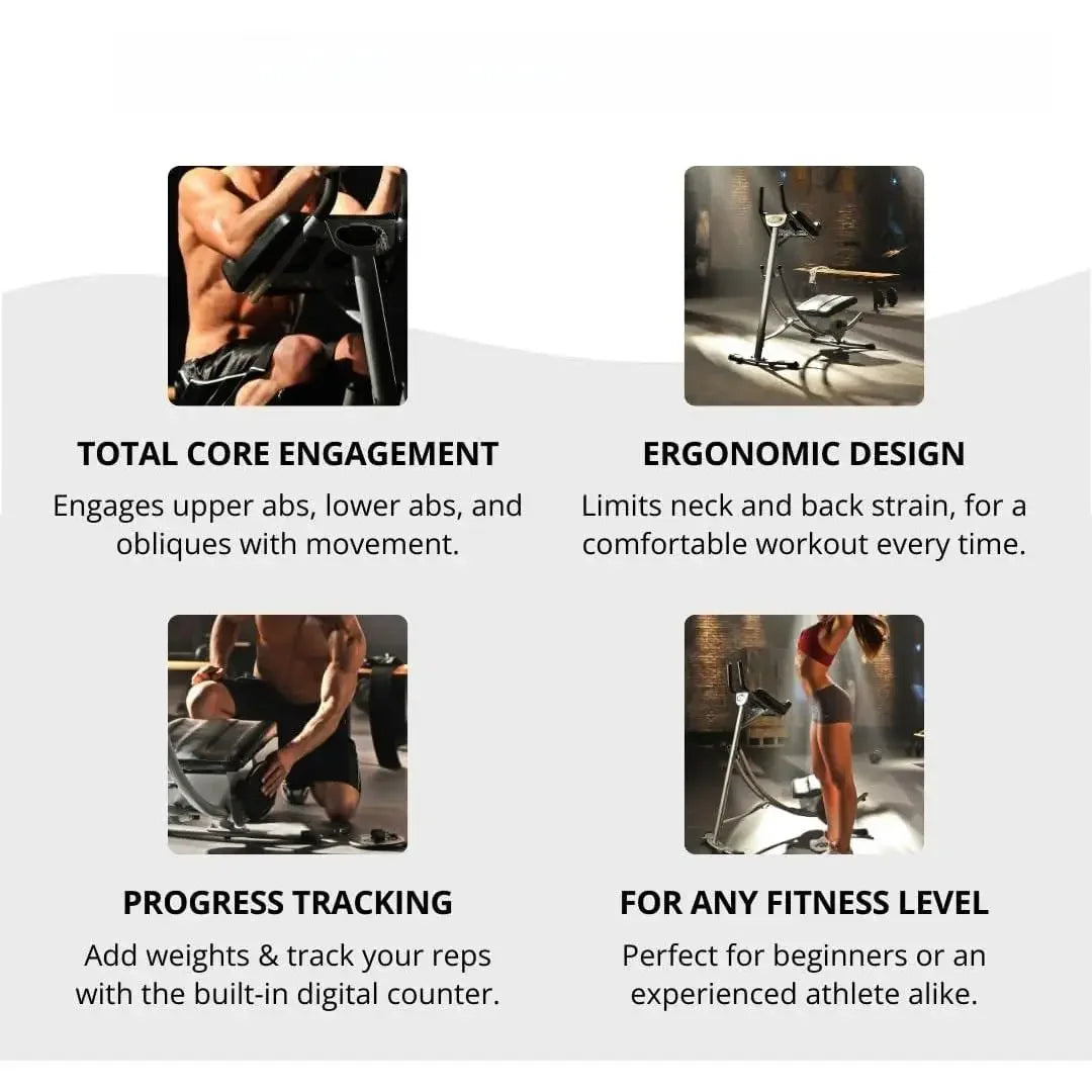 Ab Machine Exercise Equipment For Home Gym, Less Stress on Neck & Back, Abdominal / Core Fitness Equipment for All Levels, Black