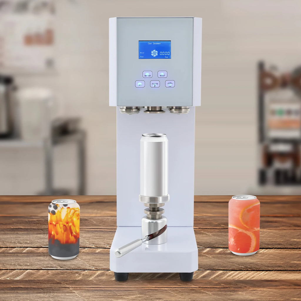 LED Display Beverage Seal Machine 370w Milk Tea Drink Bottle Sealer White Cans Sealer for Sealing Pet Plastic Bottles