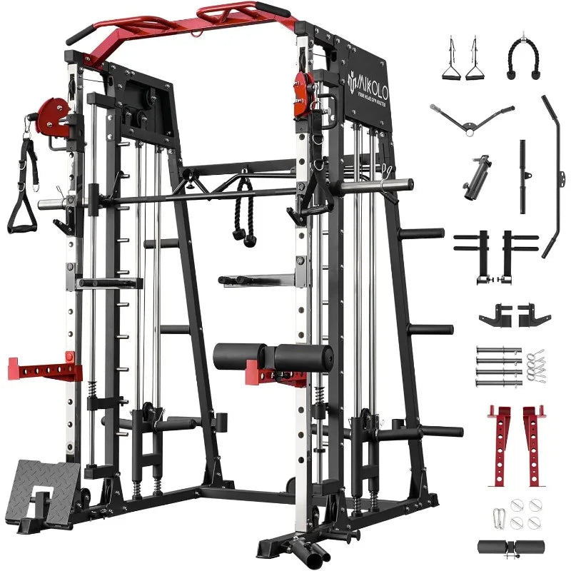 Machine, 2200lbs Squat Rack with LAT-Pull Down System & Cable Crossover Machine, Training Equipment with Leg Hold-D