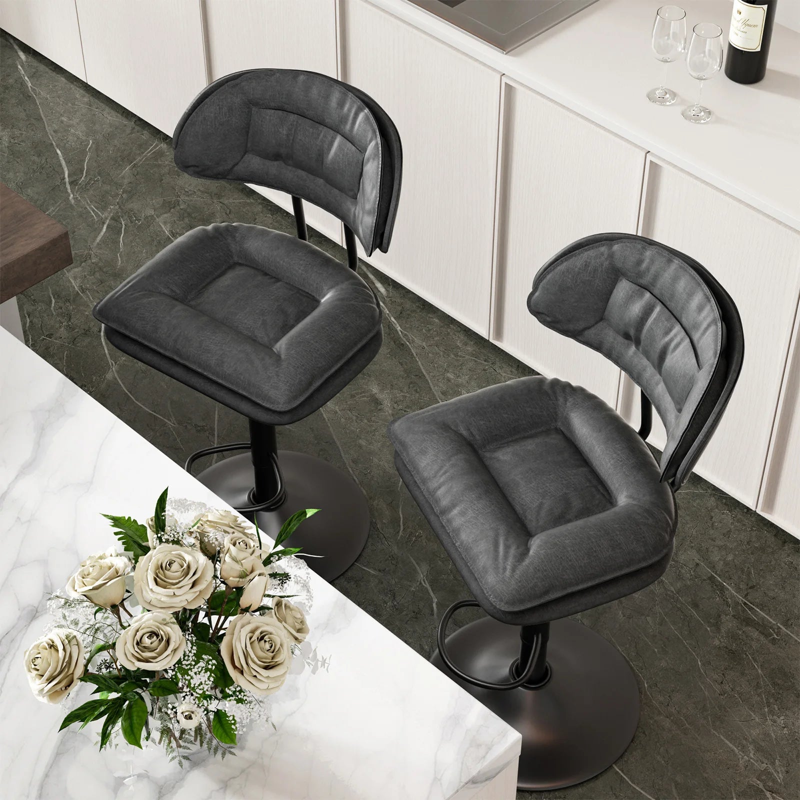 2Pcs Rotating Dining Chair Modern Bar Stools Bar Chairs Simple Backrest Bedroom Dining Room Highchairs Nordic Luxury Dinner Furniture