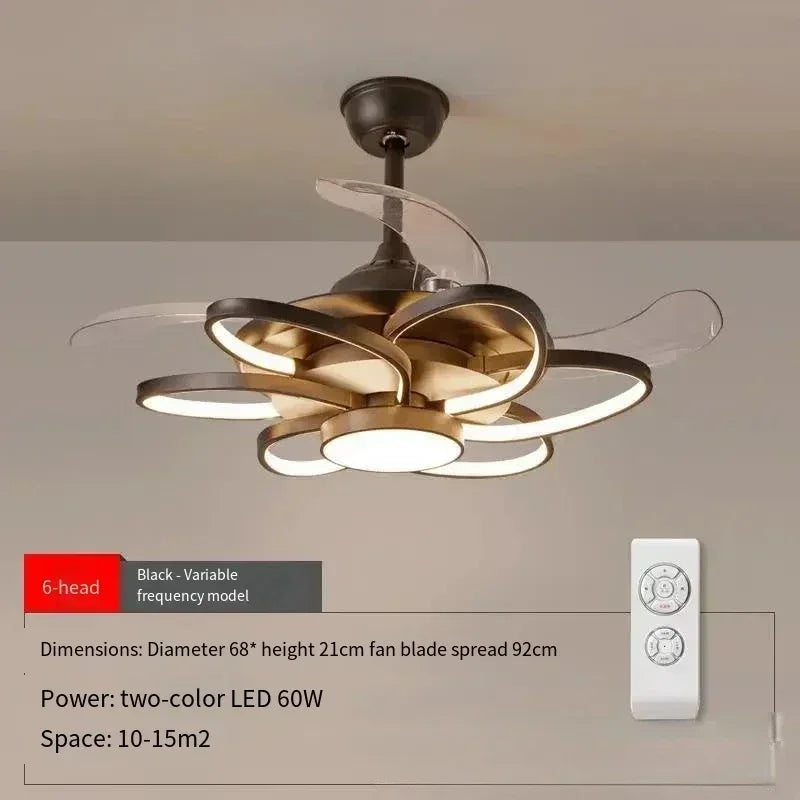 Nordic Bedroom Decor Led Lights for Room Ceiling Fan Light Lamp Restaurant Dining Room Ceiling Fans with Lights Remote Control