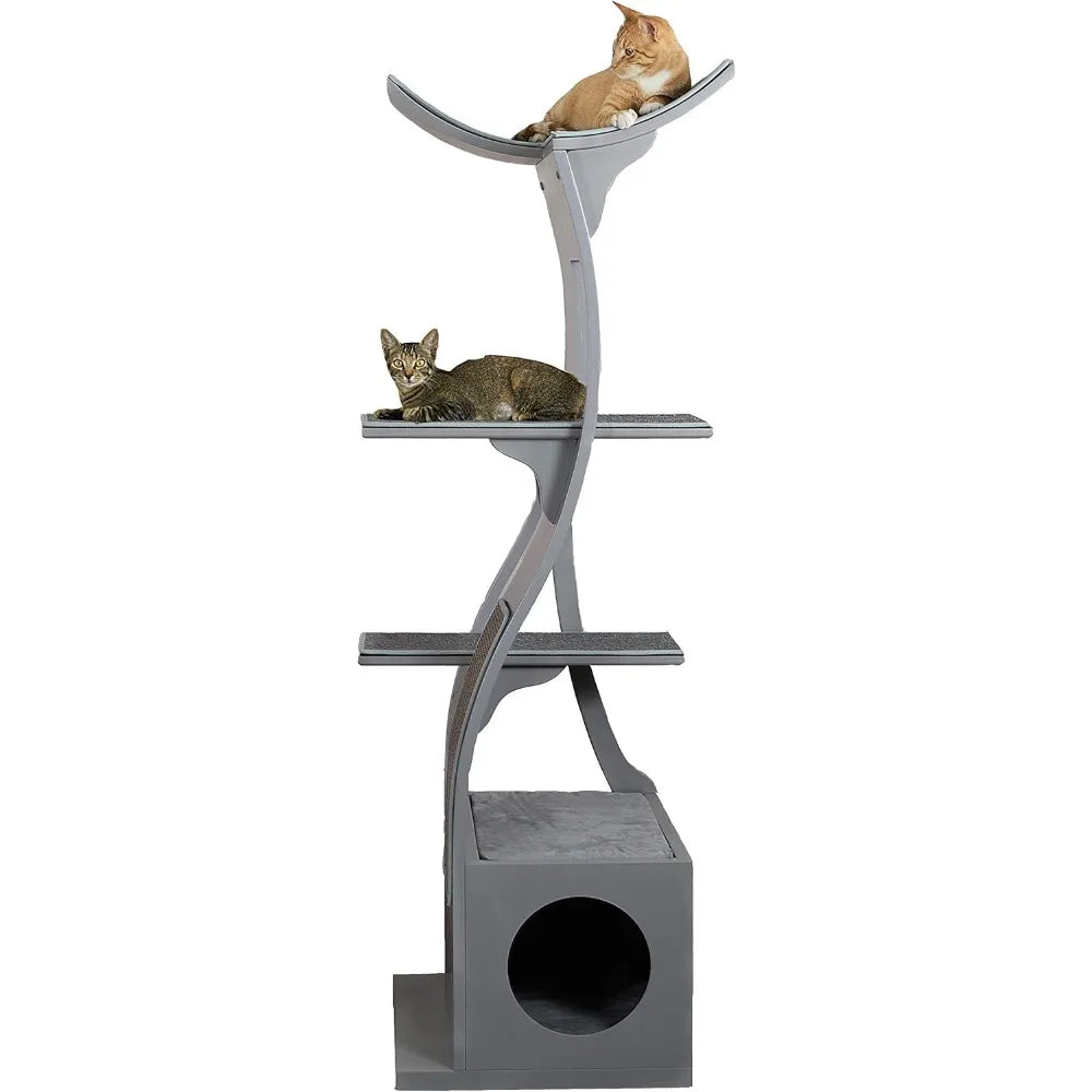 Multi-Level Cat Tree with Scratching Pad, Perches, Climbing House, Play and Relaxation Area for Cats