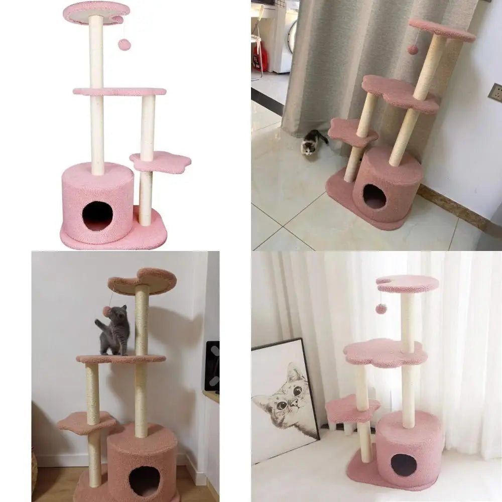 Modern Cat Activity Tower with Sisal Scratching Posts, Play House, and Top Perch for Climbing and Entertainment