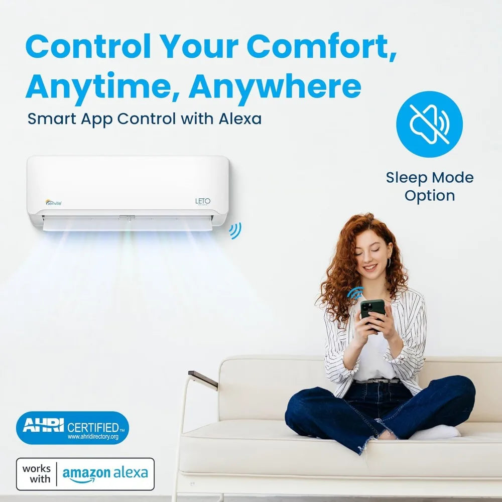 1 Ton 12000 BTU Mini Split Air Conditioner Heat Pump Inverter White Works with Alexa SEER2 20.8 Energy Efficient for Home