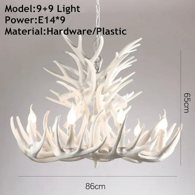 Retro Antler Chandelier Lighting Resin Deer Horn Pendant Lamp for Restaurant Living Room Hotel Shop Dining Table Hanging Lamp