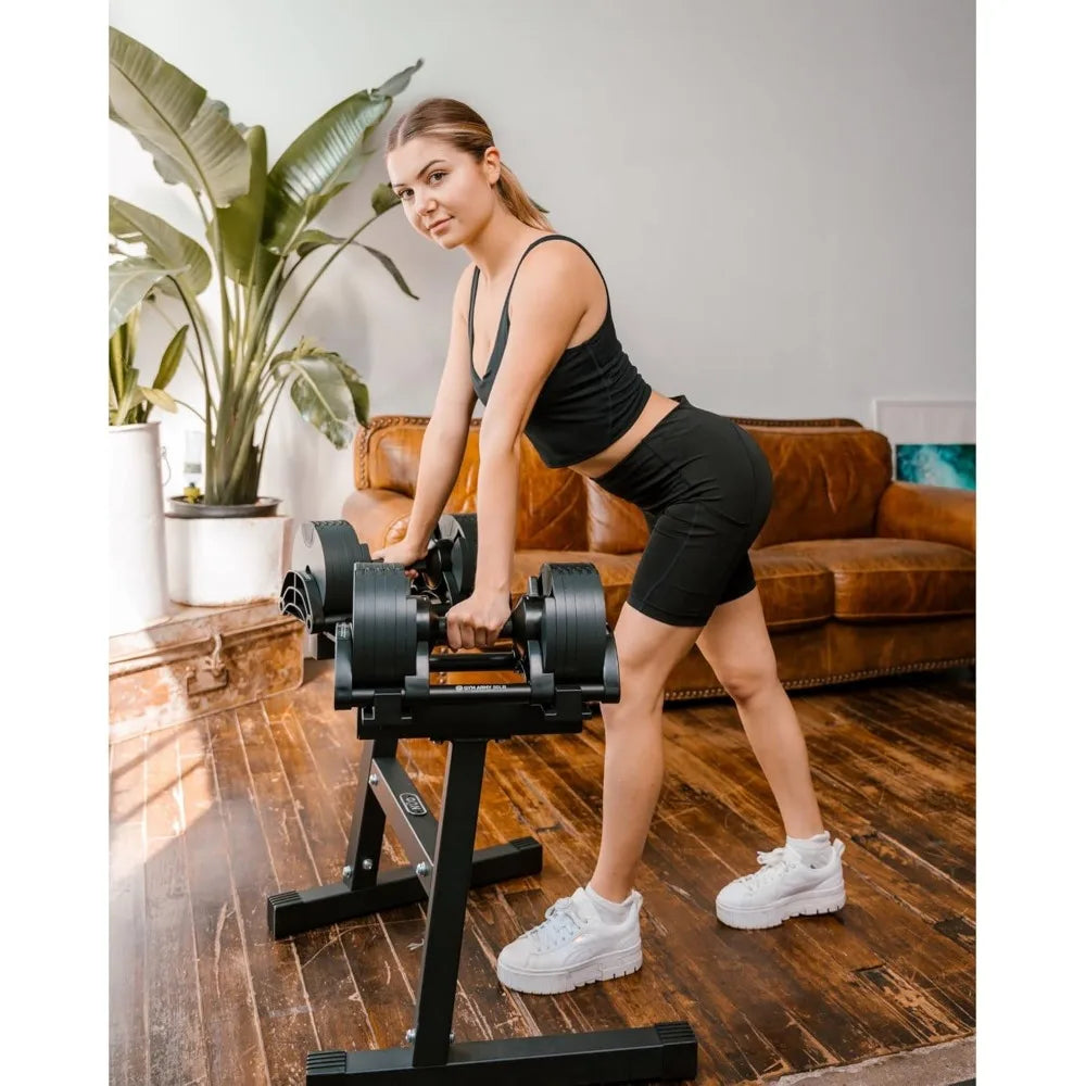 Nuobell Adjustable Dumbbells - Gym Army: 5 to 50 Pound Weight Range for Men and Women - Ideal for Strength Training