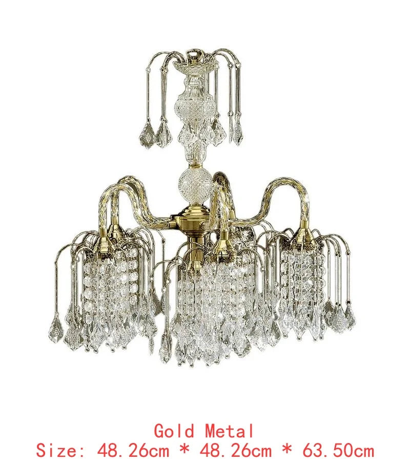 25" Metal Chandelier, Antique Brass Finish, Crystal Accents, Elegant Lighting Fixture for Home Décor, Modern Design, Perfect