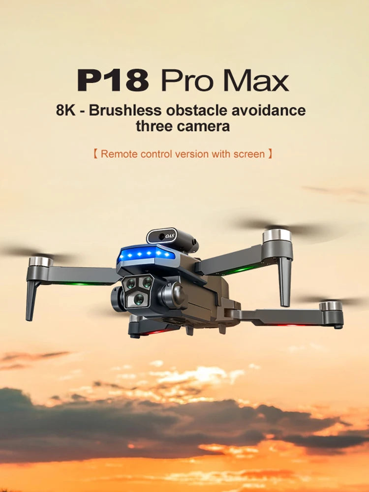 New P18 8K Dual Camera Drone Quadcopter Electronic Obstacle Avoidance Professional Drone Toy Gift For Kids