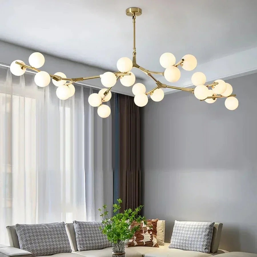 Post Modern Glass Balls LED Pendant Lights Branches Style Chandeliers Ceiling Lamp Living Dining Bedroom Lighting Fixtures