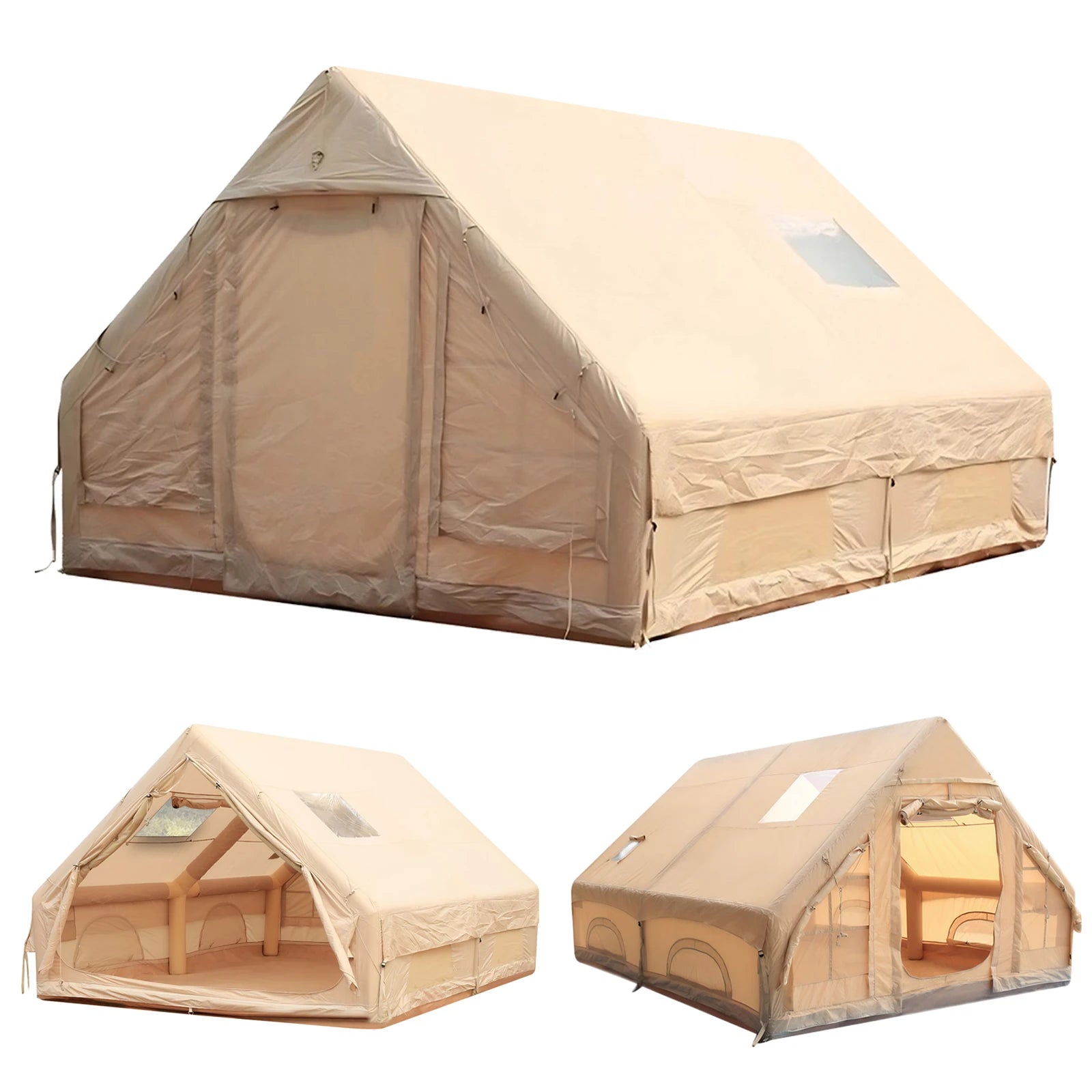 Inflatable Tent with Pump Glamping Camping Tents House Waterproof Windproof for 4 Seasons