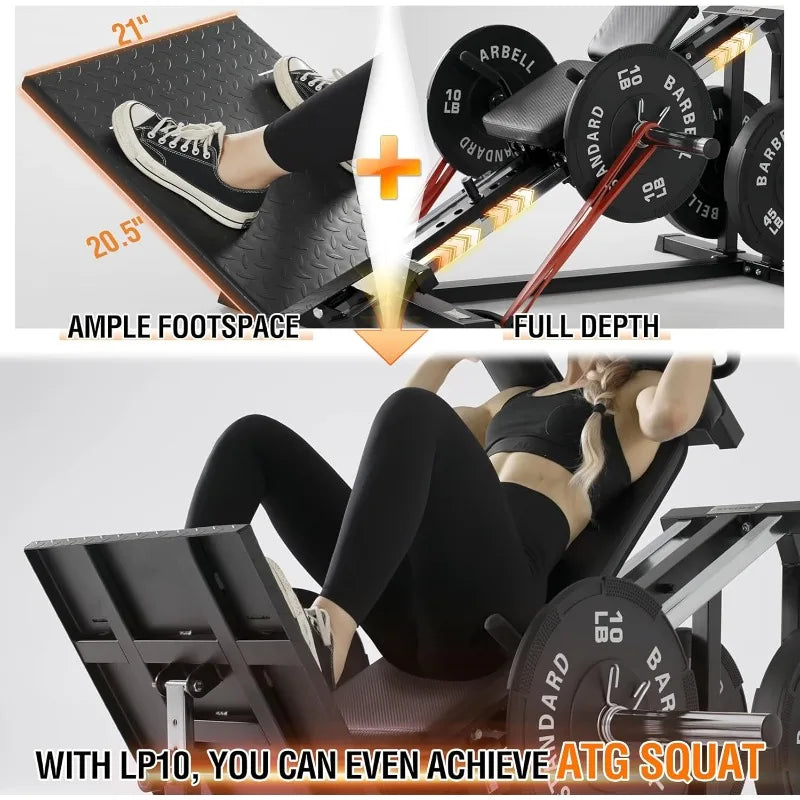 Leg Press Hack Squat Machine, 30-Degree Compact Leg Press Machine for Home Gym, Hack Squat Machine with Removable Shoulde