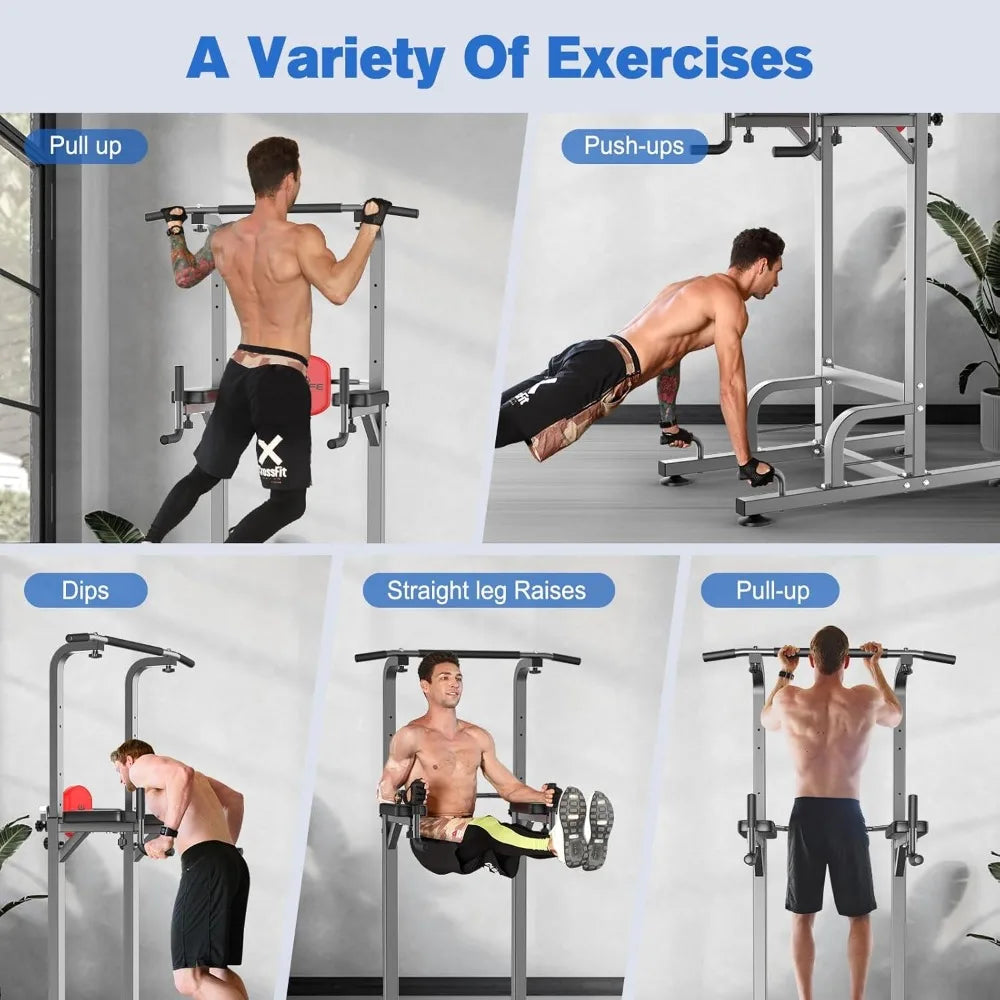 Power Tower Pull Up Bar Station Workout Dip Station for Home Gym Strength Training Fitness Equipment