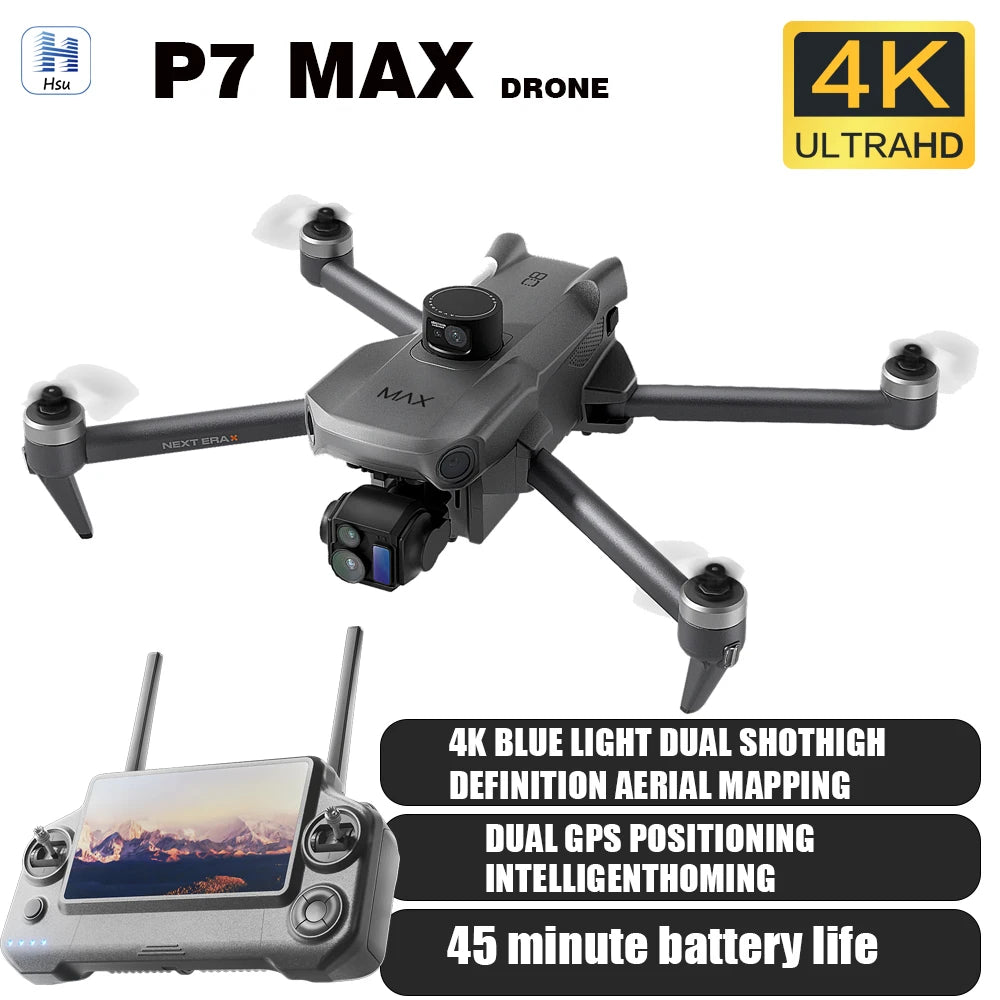 P7 MAX Professional Drone GPS With 8K Camera 3-Axis Gimbal 360 Obstacle Avoidance Touch Screen FPV Brushless RC Dron Kids Toys