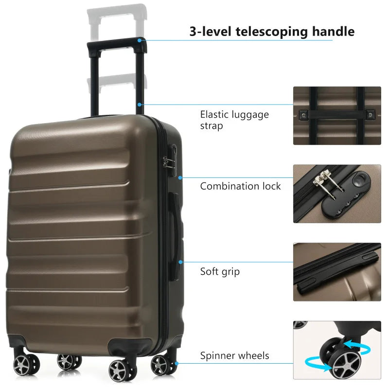 6 Pieces Set of ABS Hard Shell Luggage  Lightweight and Durable Luggage With Dual Rotating Wheels Suitable for Travel