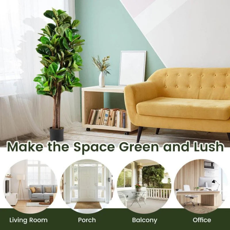 5 Ft Fiddle Leaf Fig Artificial Tree potted plant living room Decorative home decoration Shipping from the USA