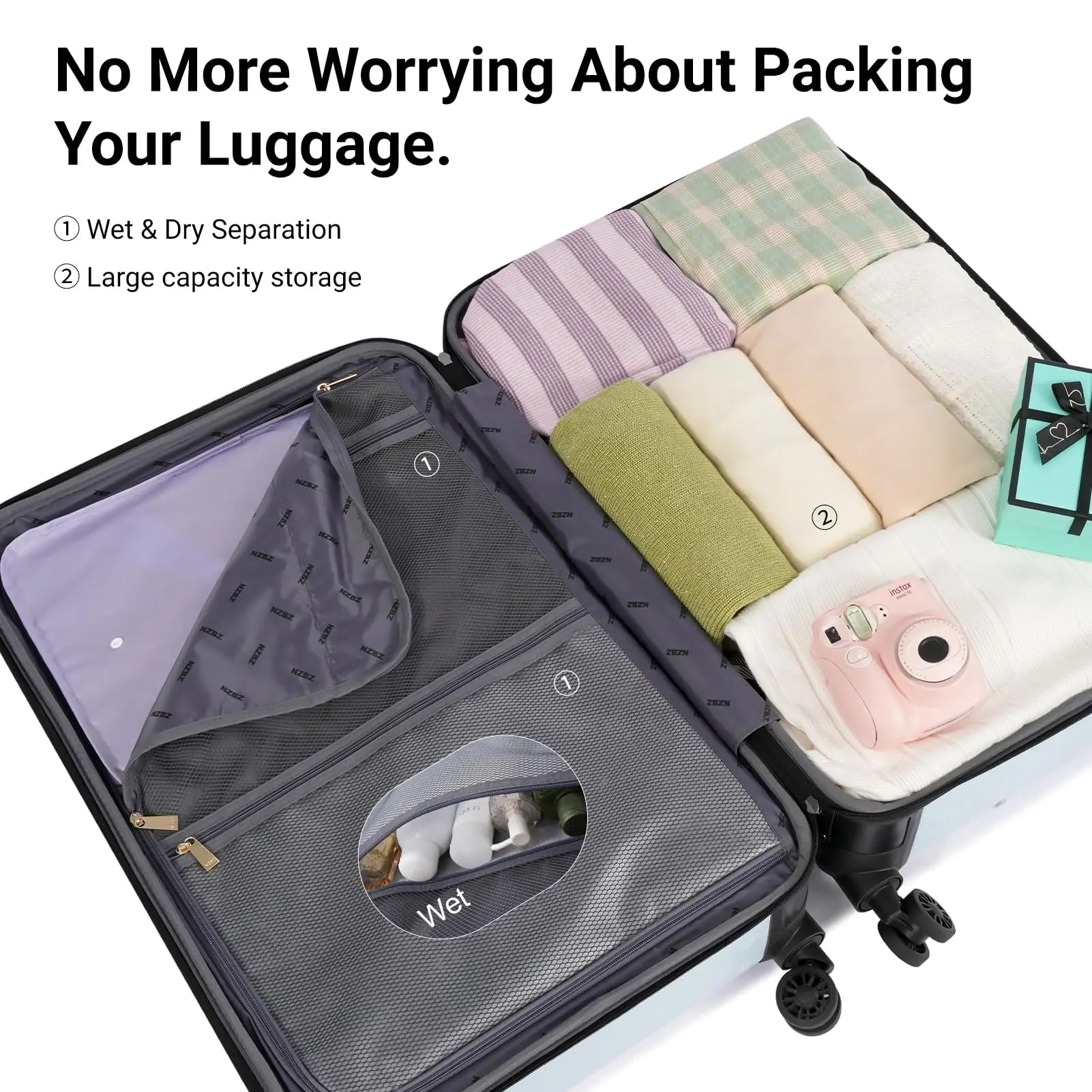 Vintage Luggage Set Luxury Travel Suitcase Artificial Leather Luggage 3PCS Large Capacity Suitcase with Double Spinner Wheels