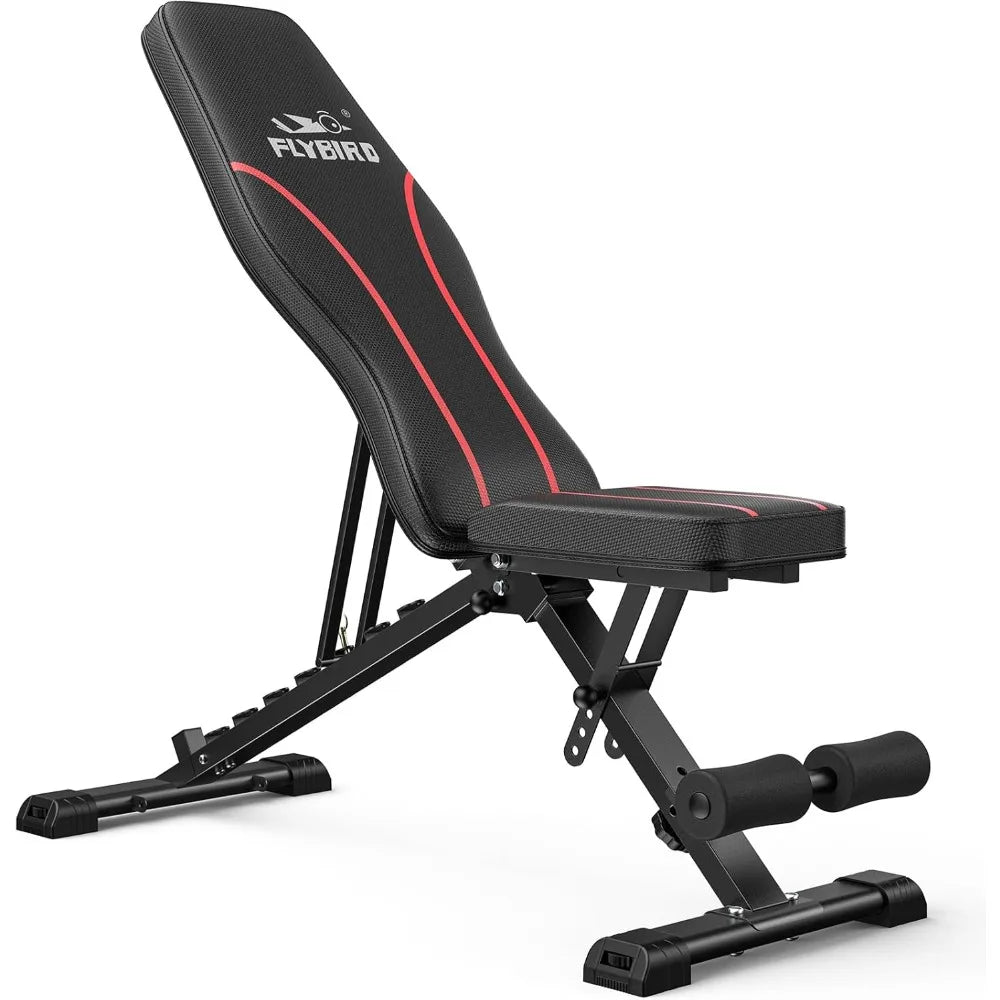 Adjustable web, practical weight bench for full body exercise - Multi-purpose folding tilt Bench (black)