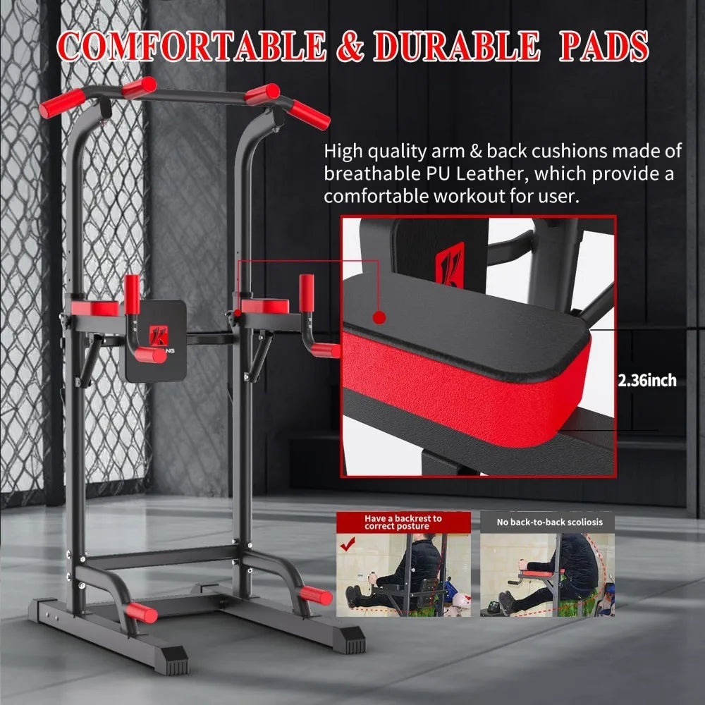 Power Tower Dip Station,Multi-Function Assistive Trainer Pull Up for Home Gym Muscle Building and Beginner Exercises,Load 450LBS