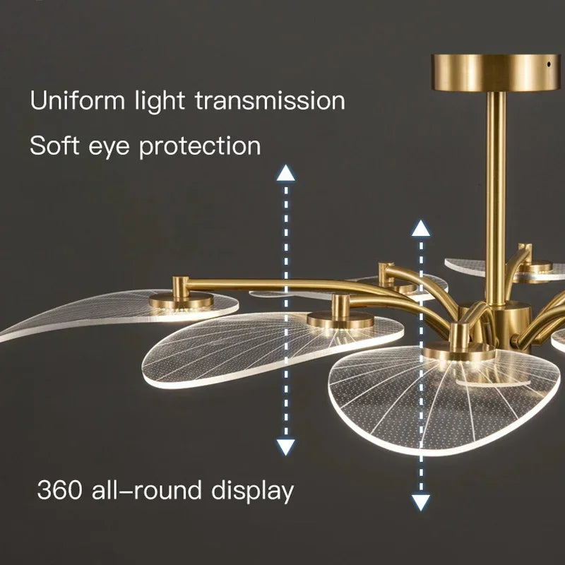 2025 Luxury Modern Chandelier for Living Room Bedroom Dining Hotel Apartment Golden Art Peacock Ceiling Light LED Tree Leaves