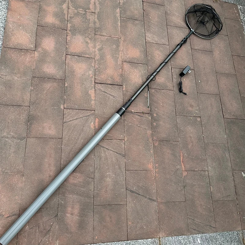 Lightweight Carbon Steel Telescopic CNC Integrated Rod Carp Fishing Landing Net Pole for All Fishermen