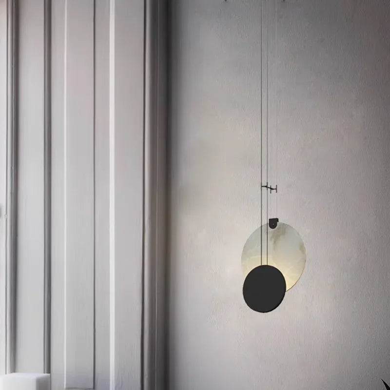 Italian light luxury marble chandelier bedroom bedside pendant lamp Background wall ceiling lamp interior decor atmosphere light