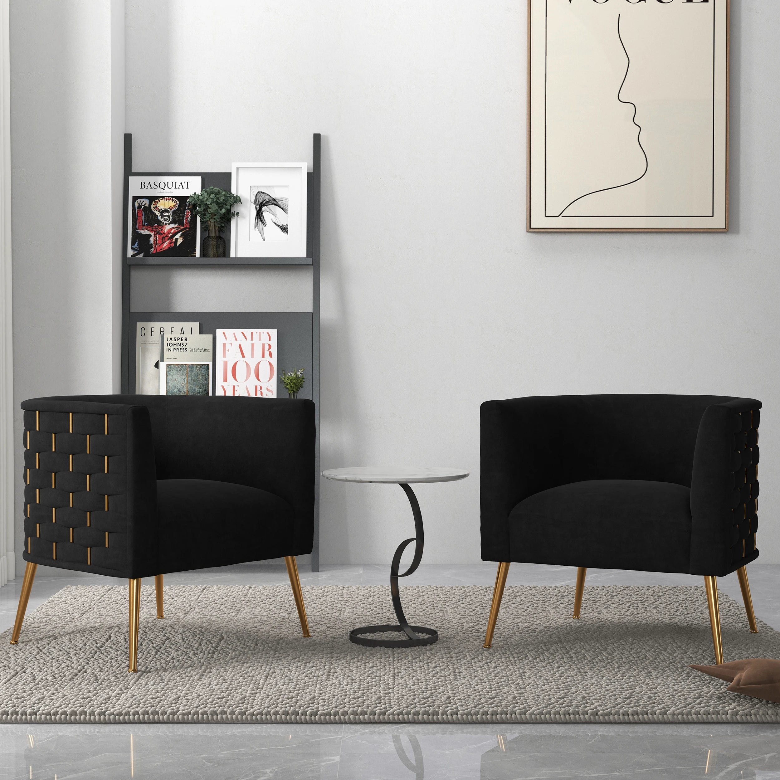 SEYNAR Mid-Century Modern Velvet Round Accent Chair for Living Room set of 2, Beige Upholstered Barrel Chair or Sofa for Parlour