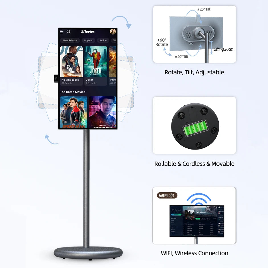 Trend 2024 128Gb Movable Smart Televisions 27 Inch Android Tv Full Hd Interactive Smart TV Portable Tv For Home Use