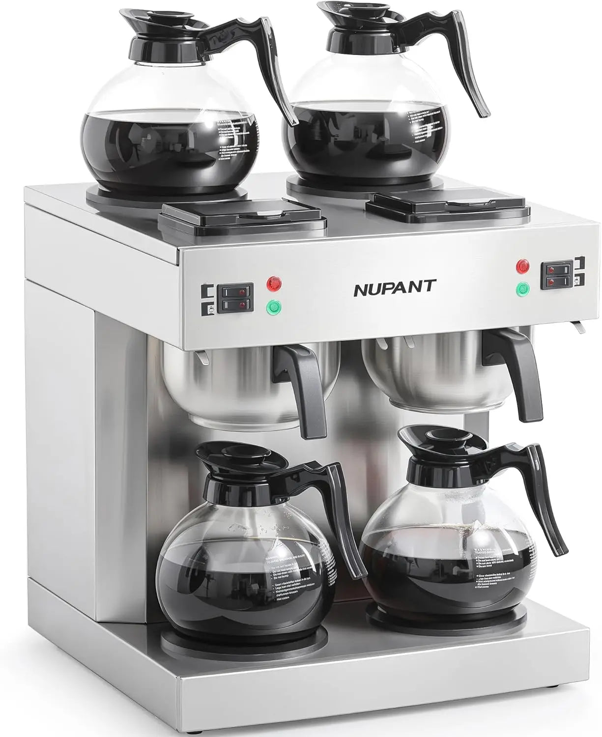 12-Cup Commercial Coffee Maker with 1.8L Glass Carafe, Stainless Steel Brew System & Warmers – Drip Coffee Machine for Cafes and